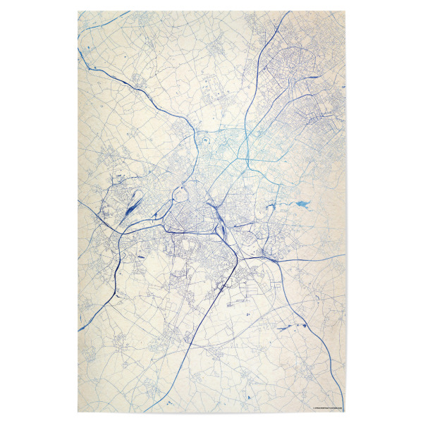 Poster "Lille Frankreich Blue Infusion Map I" artboxONE - Städte,Reise,Kartografie - Städte,Stadtkarte,Wasserfarbe,Rosequartz