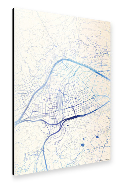 Alu-Dibond "Innsbruck Österreich Blue Infusion Map I" 30x20 cm artboxONE