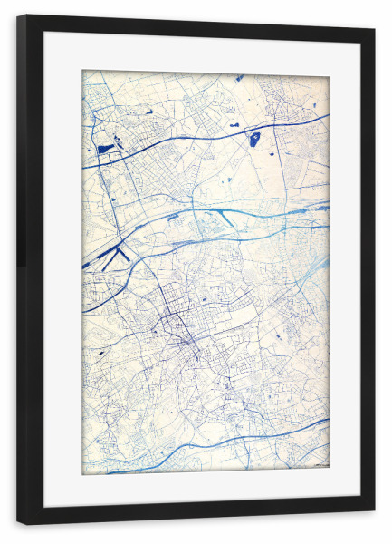 Poster mit Rahmen schwarz "Gelsenkirchen Deutschland Blue Infusion Map I" artboxONE - Städte,Reise,Kartografie