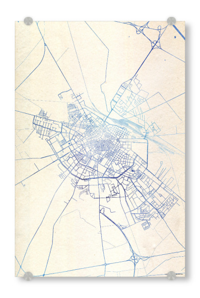 Acrylglasbild "Foggia Italien Blue Infusion Map I" artboxONE - Städte,Reise,Kartografie - Städte,Stadtkarte,Wasserfarbe,Rosequartz