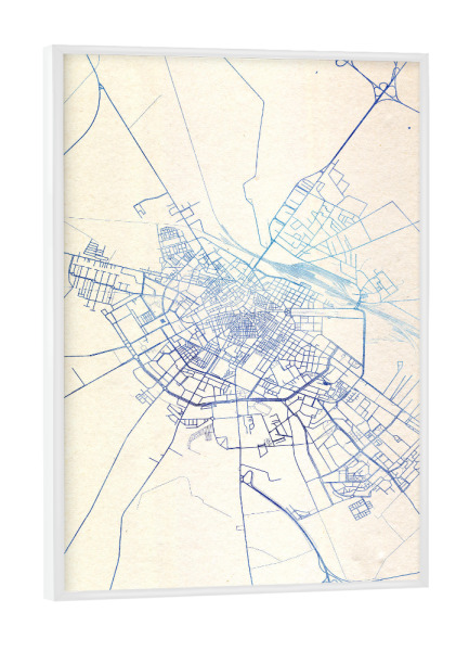 Poster mit weißem Rahmen "Foggia Italien Blue Infusion Map I" artboxONE - Städte,Reise,Kartografie - Städte,Stadtkarte,Wasserfarbe,Rosequartz