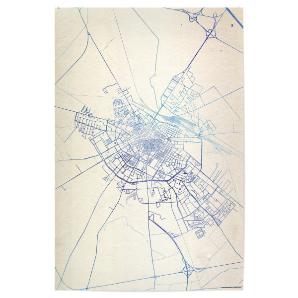 Poster 30x20 cm "Foggia Italien Blue Infusion Map I" artboxONE - Städte,Reise,Kartografie - Städte,Stadtkarte,Wasserfarbe,Rosequartz