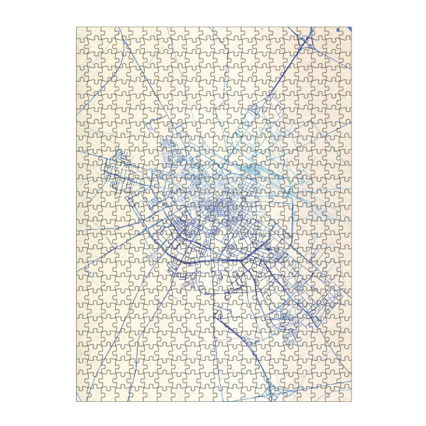 Puzzle Ravensburger "Foggia Italien Blue Infusion Map I" artboxONE - Städte,Reise,Kartografie - Städte,Stadtkarte,Wasserfarbe,Rosequartz