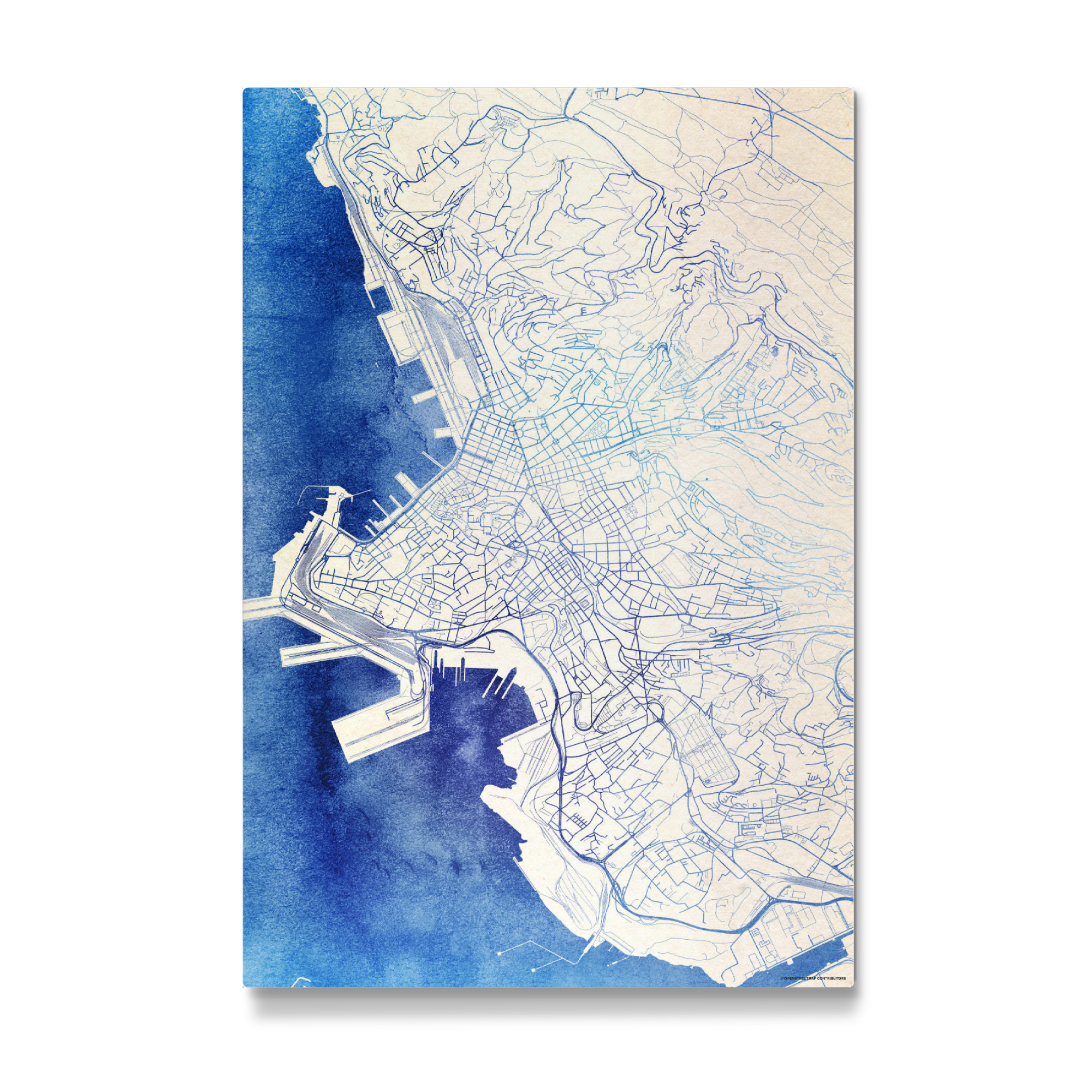 Galerie-Print "Triest Italien Blue Infusion Map I" 30x20 cm artboxONE