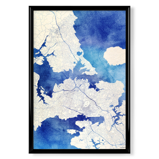 Auckland New Zealand Blue Infusion Map I