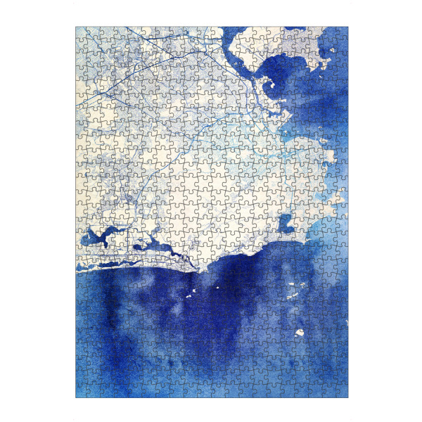 Puzzle Ravensburger "Rio-de-Janeiro Brasilien Blue Infusion Map I" artboxONE - Städte,Reise,Kartografie - Städte,Stadtkarte,Wasserfarbe,Rosequartz