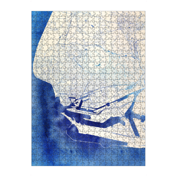 Puzzle Ravensburger "Le-Havre Frankreich Blue Infusion Map I" artboxONE - Städte,Reise,Kartografie - Städte,Stadtkarte,Wasserfarbe,Rosequartz