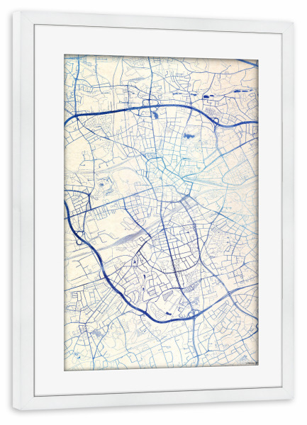 Poster mit Rahmen weiß "Bochum Deutschland Blue Infusion Map I" artboxONE - Städte,Reise,Kartografie - Städte,Stadtkarte,Wasserfarbe,Rosequartz