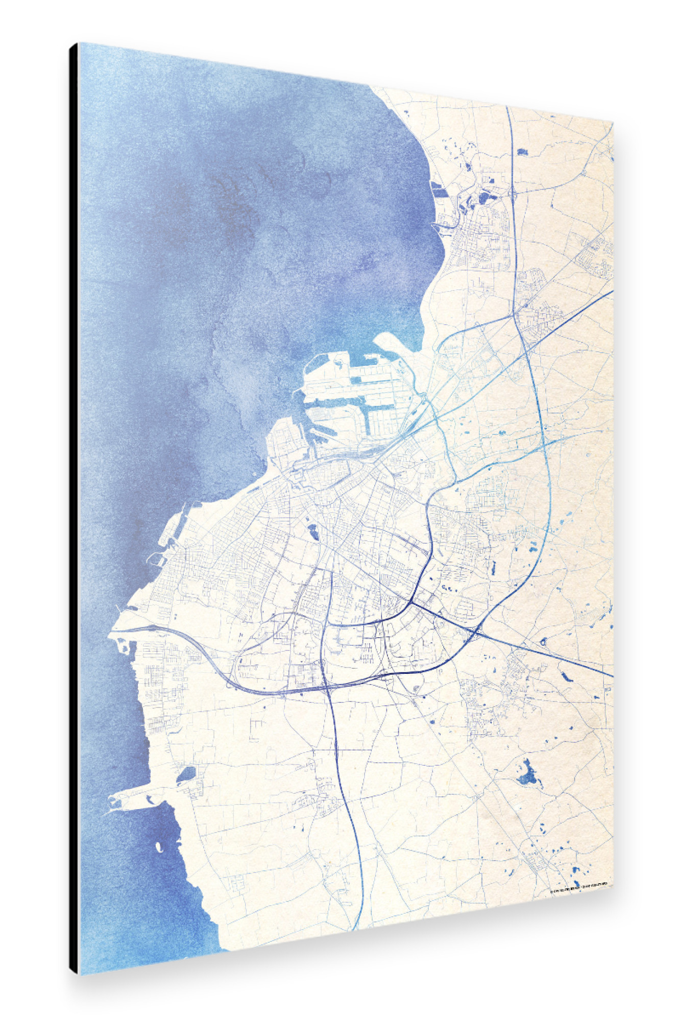 Alu-Dibond "Malmö Schweden Blue Infusion Map I" 30x20 cm artboxONE