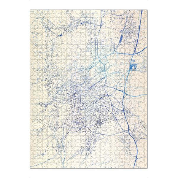 Puzzle Ravensburger "Clermont-Ferrand Frankreich Blue Infusion Map I" artboxONE - Städte,Reise,Kartografie - Städte,Stadtkarte,Wasserfarbe,Rosequartz