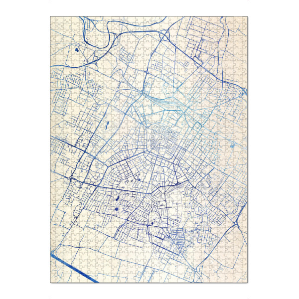 Puzzle Ravensburger "Modena Italien Blue Infusion Map I" artboxONE - Städte,Reise,Kartografie - Städte,Stadtkarte,Wasserfarbe,Rosequartz