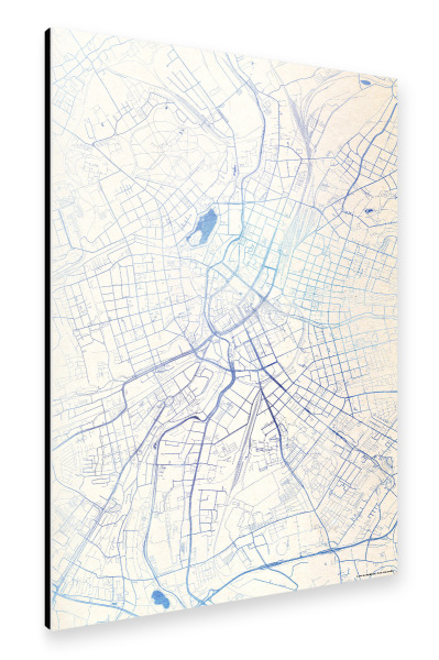 Alu-Dibond "Chemnitz Deutschland Blue Infusion Map I" 30x20 cm artboxONE