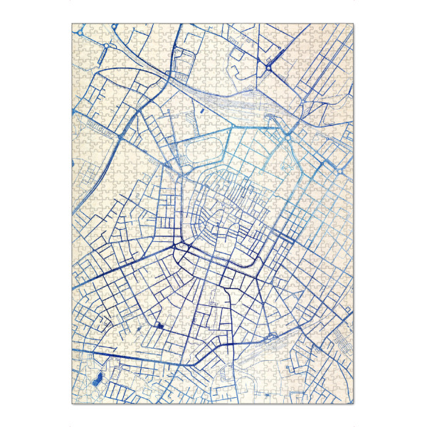 Puzzle Ravensburger "Modena Italien Blue Infusion Map II" artboxONE - Städte,Reise,Kartografie - Städte,Stadtkarte,Wasserfarbe,Rosequartz