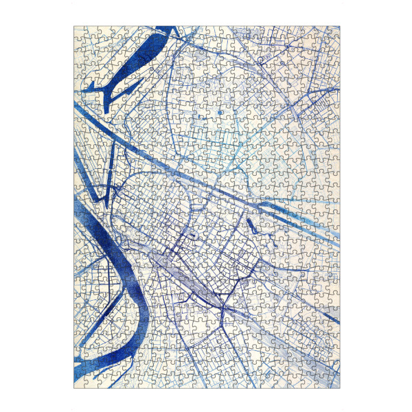 Puzzle Ravensburger "Mannheim Deutschland Blue Infusion Map I" artboxONE - Städte,Reise,Kartografie - Städte,Stadtkarte,Wasserfarbe,Rosequartz