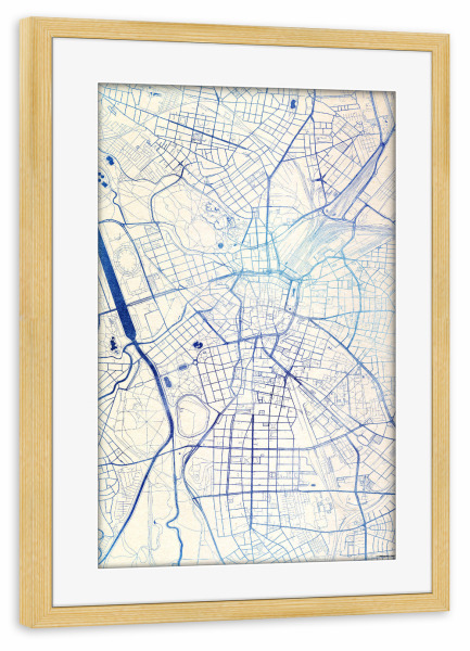 Poster mit Rahmen kiefer "Leipzig Deutschland Blue Infusion Map I" artboxONE - Städte,Reise,Kartografie - Städte,Stadtkarte,Wasserfarbe,Rosequartz