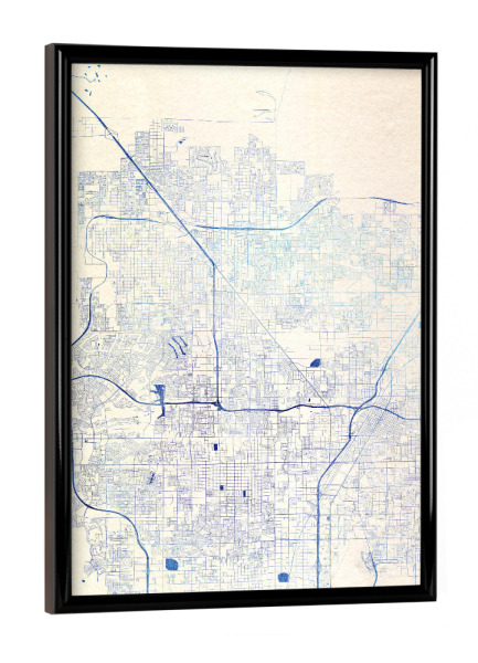 Poster mit schwarzem Rahmen "Las-Vegas USA Blue Infusion Map I" artboxONE - Städte,Reise,Kartografie - Städte,Stadtkarte,Wasserfarbe,Rosequartz