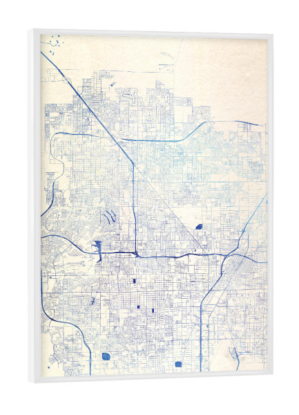 Poster mit weißem Rahmen "Las-Vegas USA Blue Infusion Map I" artboxONE - Städte,Reise,Kartografie - Städte,Stadtkarte,Wasserfarbe,Rosequartz
