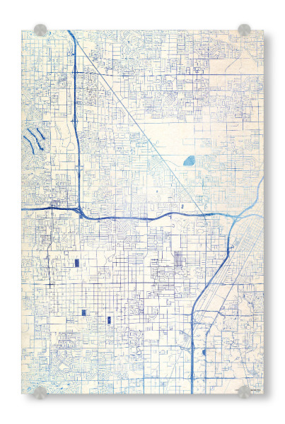 Acrylglasbild "Las-Vegas USA Blue Infusion Map II" artboxONE - Städte,Reise,Kartografie - Städte,Stadtkarte,Wasserfarbe,Rosequartz