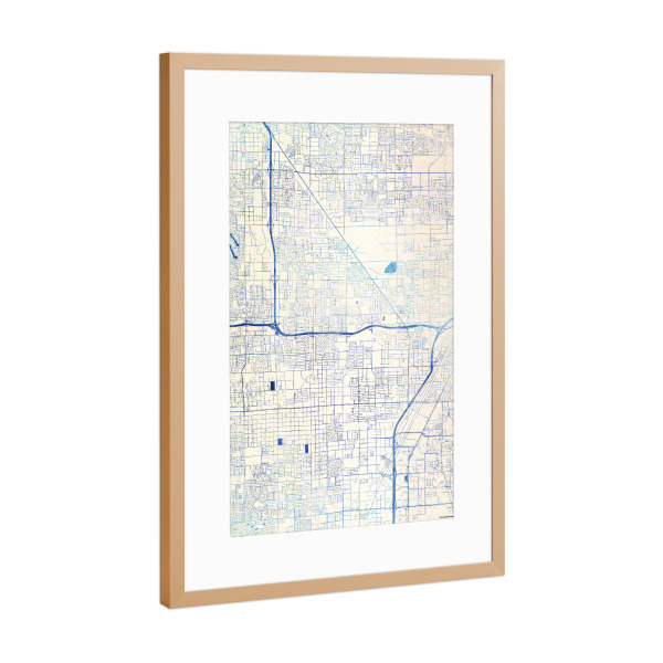 Poster mit Rahmen Kupfer "Las-Vegas USA Blue Infusion Map II" artboxONE - Städte,Reise,Kartografie - Städte,Stadtkarte,Wasserfarbe,Rosequartz