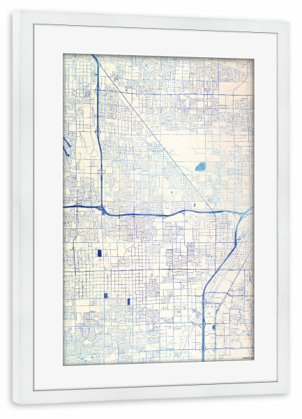 Poster mit Rahmen weiß "Las-Vegas USA Blue Infusion Map II" artboxONE - Städte,Reise,Kartografie - Städte,Stadtkarte,Wasserfarbe,Rosequartz