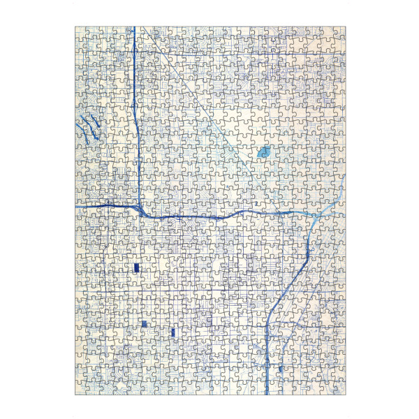 Puzzle Ravensburger "Las-Vegas USA Blue Infusion Map II" artboxONE - Städte,Reise,Kartografie - Städte,Stadtkarte,Wasserfarbe,Rosequartz