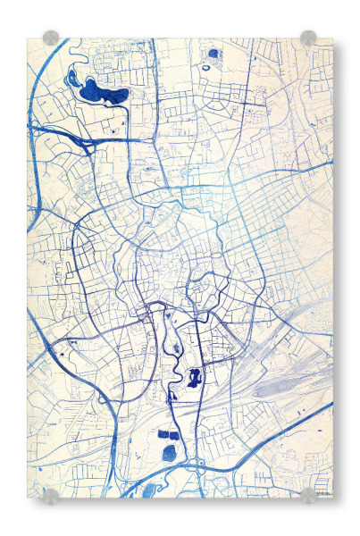 Acrylglasbild "Braunschweig Deutschland Blue Infusion Map I" artboxONE - Städte,Reise,Kartografie - Städte,Stadtkarte,Wasserfarbe,Rosequartz