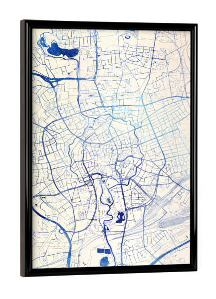 Poster mit schwarzem Rahmen "Braunschweig Deutschland Blue Infusion Map I" artboxONE - Städte,Reise,Kartografie