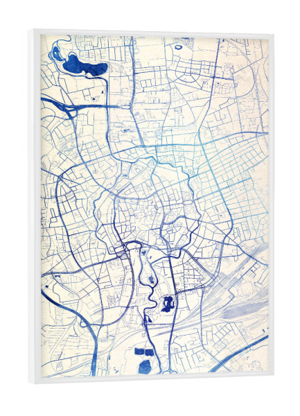 Poster mit weißem Rahmen "Braunschweig Deutschland Blue Infusion Map I" artboxONE - Städte,Reise,Kartografie
