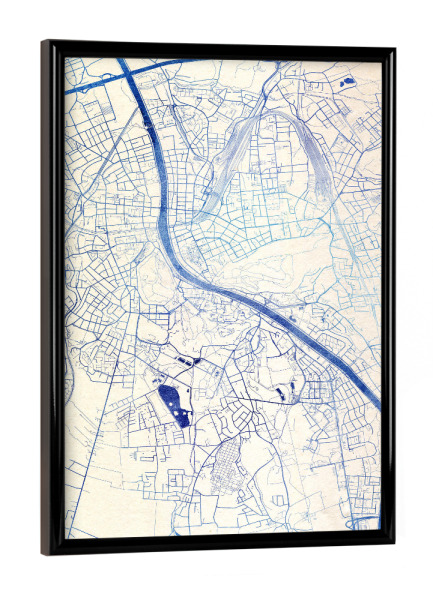 Poster mit schwarzem Rahmen "Salzburg Österreich Blue Infusion Map IV" artboxONE - Städte,Reise,Kartografie
