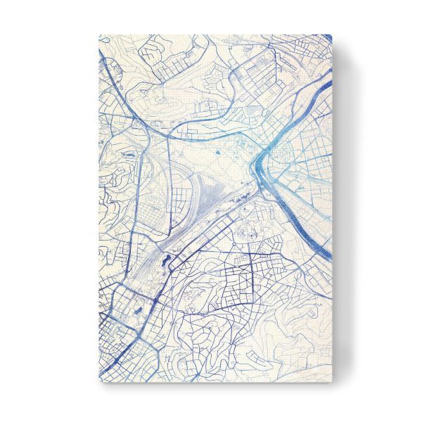 Leinwandbild "Stuttgart Deutschland Blue Infusion Map I" artboxONE - Städte,Reise,Kartografie - Städte,Stadtkarte,Wasserfarbe,Rosequartz