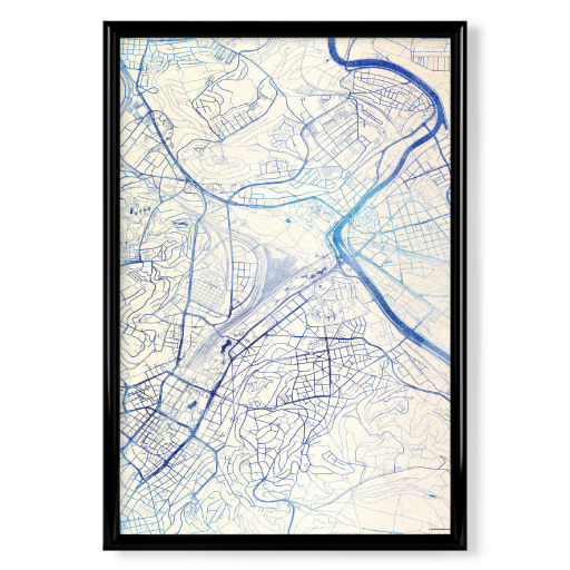 Stuttgart Deutschland Blue Infusion Map I