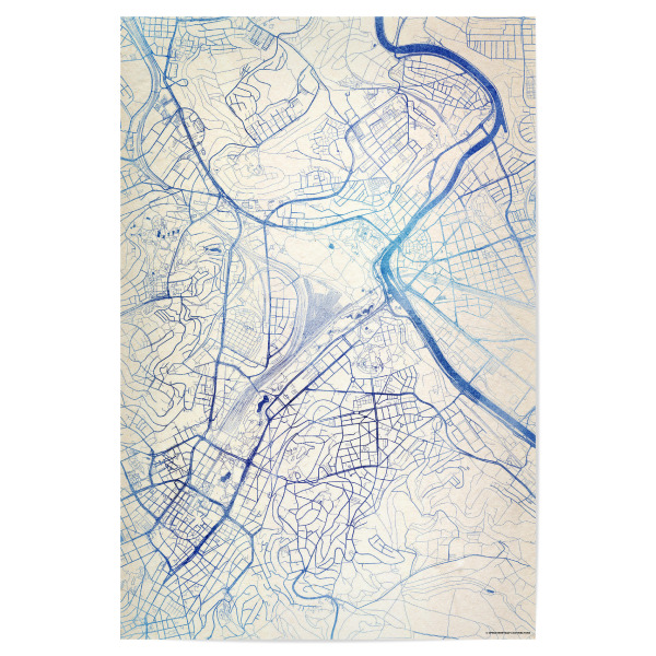 Poster "Stuttgart Deutschland Blue Infusion Map I" artboxONE - Städte,Reise,Kartografie - Städte,Stadtkarte,Wasserfarbe,Rosequartz