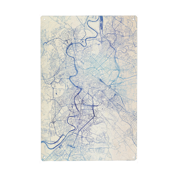 Holzbild "Rom Italien Blue Infusion Map I" artboxONE - Städte,Reise,Kartografie - Städte,Stadtkarte,Wasserfarbe,Rosequartz