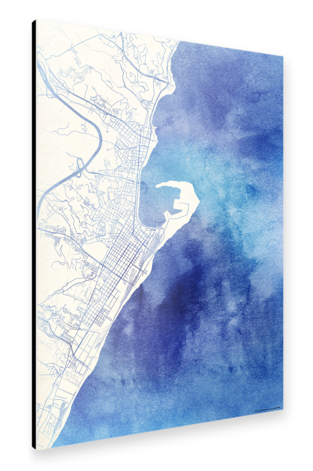 Alu-Dibond "Messina Italien Blue Infusion Map I" 30x20 cm artboxONE