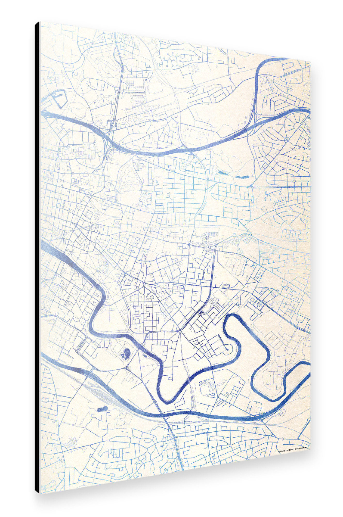 Alu-Dibond "Glasgow Schottland Blue Infusion Map II" 30x20 cm artboxONE