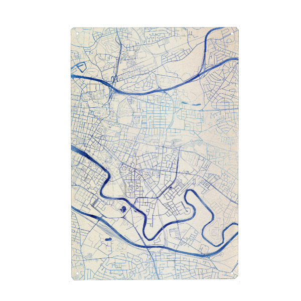 Holzbild "Glasgow Schottland Blue Infusion Map II" artboxONE - Städte,Reise,Kartografie - Städte,Stadtkarte,Wasserfarbe,Rosequartz