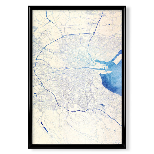 Dublin Irland Blue Infusion Map I