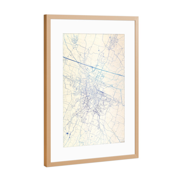 Poster mit Rahmen Kupfer "Reggio-nell’Emilia Italien Blue Infusion Map I" artboxONE - Städte,Reise,Kartografie