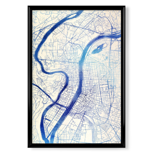 Lyon Frankreich Blue Infusion Map I
