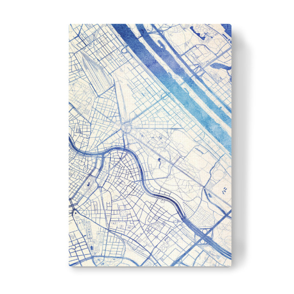 Leinwandbild "Wien Österreich Blue Infusion Map I" artboxONE - Städte,Reise,Kartografie - Städte,Stadtkarte,Wasserfarbe,Rosequartz