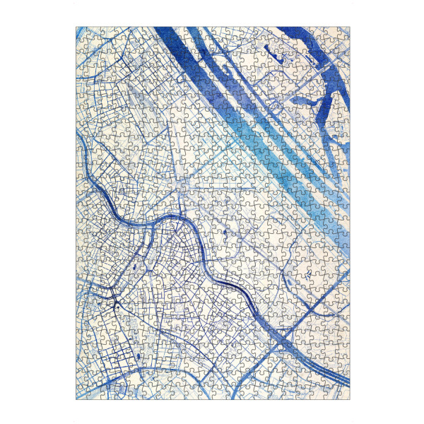 artboxONE Puzzle "Wien Österreich Blue Infusion Map I" artboxONE - Städte,Reise,Kartografie - Städte,Stadtkarte,Wasserfarbe,Rosequartz