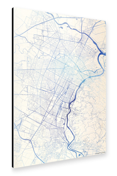 Alu-Dibond "Turin Italien Blue Infusion Map I" 30x20 cm artboxONE