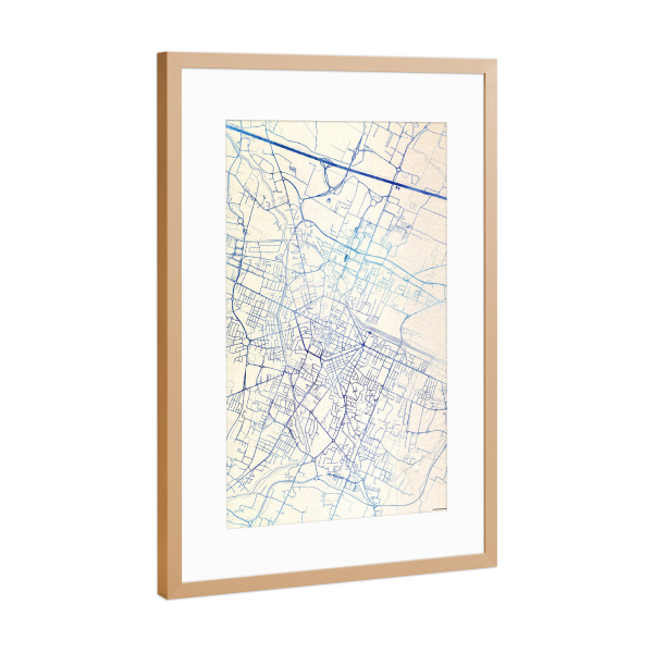 Poster mit Rahmen Kupfer "Reggio-nell’Emilia Italien Blue Infusion Map II" artboxONE - Städte,Reise,Kartografie