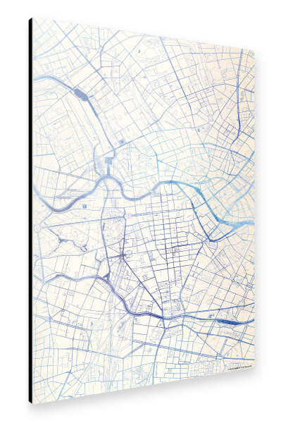Alu-Dibond "Berlin Deutschland Blue Infusion Map I" 30x20 cm artboxONE