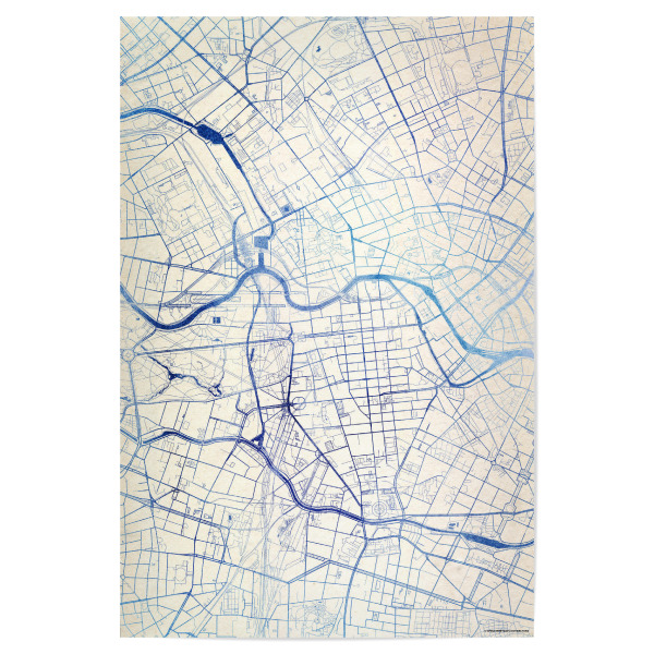 Poster 30x20 cm "Berlin Deutschland Blue Infusion Map I" artboxONE - Städte,Reise,Kartografie - Städte,Stadtkarte,Wasserfarbe,Rosequartz