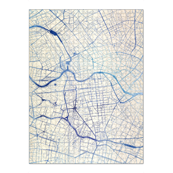 Puzzle Ravensburger "Berlin Deutschland Blue Infusion Map I" artboxONE - Städte,Reise,Kartografie - Städte,Stadtkarte,Wasserfarbe,Rosequartz