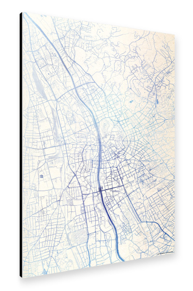 Alu-Dibond "Graz Österreich Blue Infusion Map II" 30x20 cm artboxONE