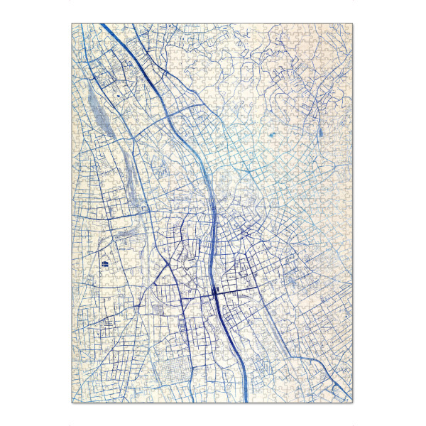 Puzzle Ravensburger "Graz Österreich Blue Infusion Map II" artboxONE - Städte,Reise,Kartografie - Städte,Stadtkarte,Wasserfarbe,Rosequartz