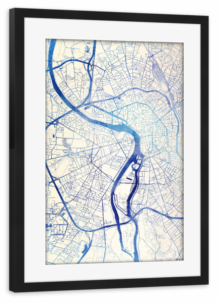 Poster mit Rahmen schwarz "Toulouse Frankreich Blue Infusion Map II" artboxONE - Städte,Reise,Kartografie - Städte,Stadtkarte,Wasserfarbe,Rosequartz