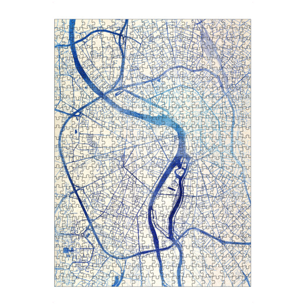 Puzzle Ravensburger "Toulouse Frankreich Blue Infusion Map II" artboxONE - Städte,Reise,Kartografie - Städte,Stadtkarte,Wasserfarbe,Rosequartz